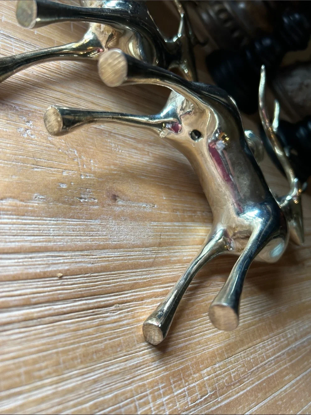 Silver plate Pottery Barn Christmas Reindeer Taper Candle Holder Set Of 2 Heavy